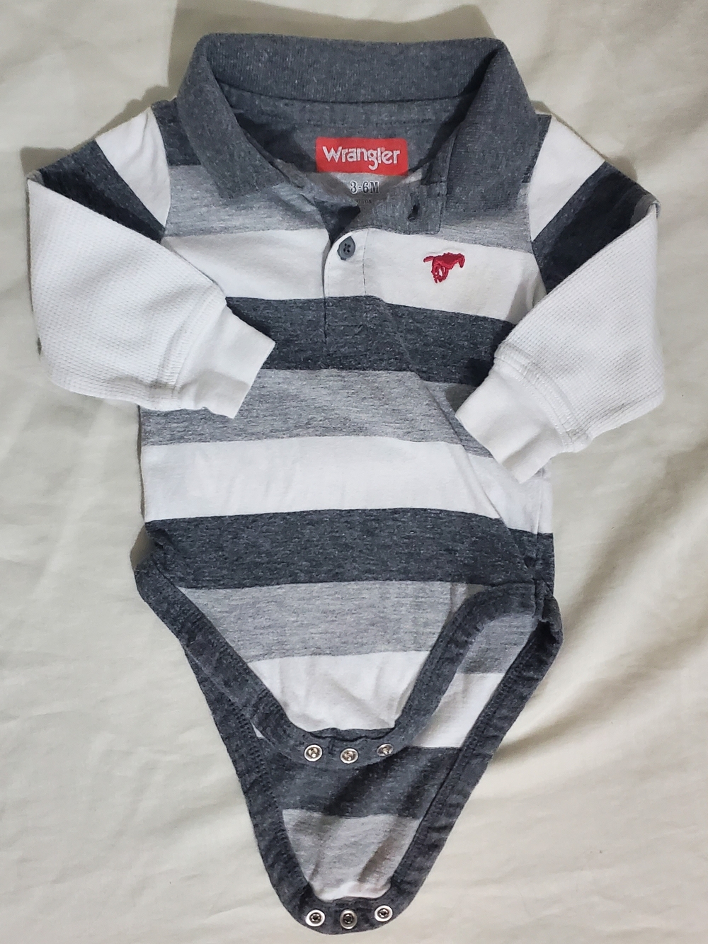 Wrangler Baby Boys' Grey & White Stripe Polo One-Piece